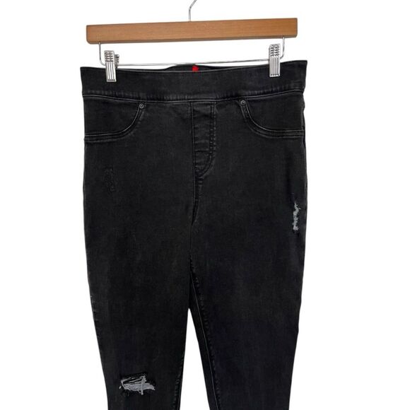 SPANX | Black Skinny Jeans Legging Pull On Stretchy Raw Hem L - Picture 3 of 9